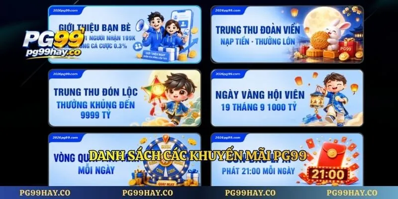 PG99 Danh sách các khuyến mãi PG99