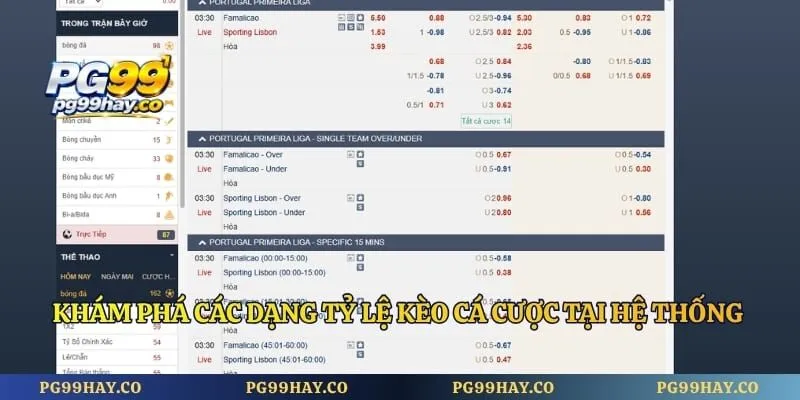 Khám phá các dạng tỷ lệ kèo cá cược tại hệ thống