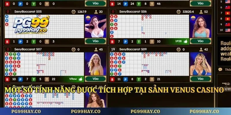 Venus Casino - Sảnh Cược Game Bài PG99 Hot Nhất Năm 2026 Một số tính năng được tích hợp tại sảnh venus casino là gì?